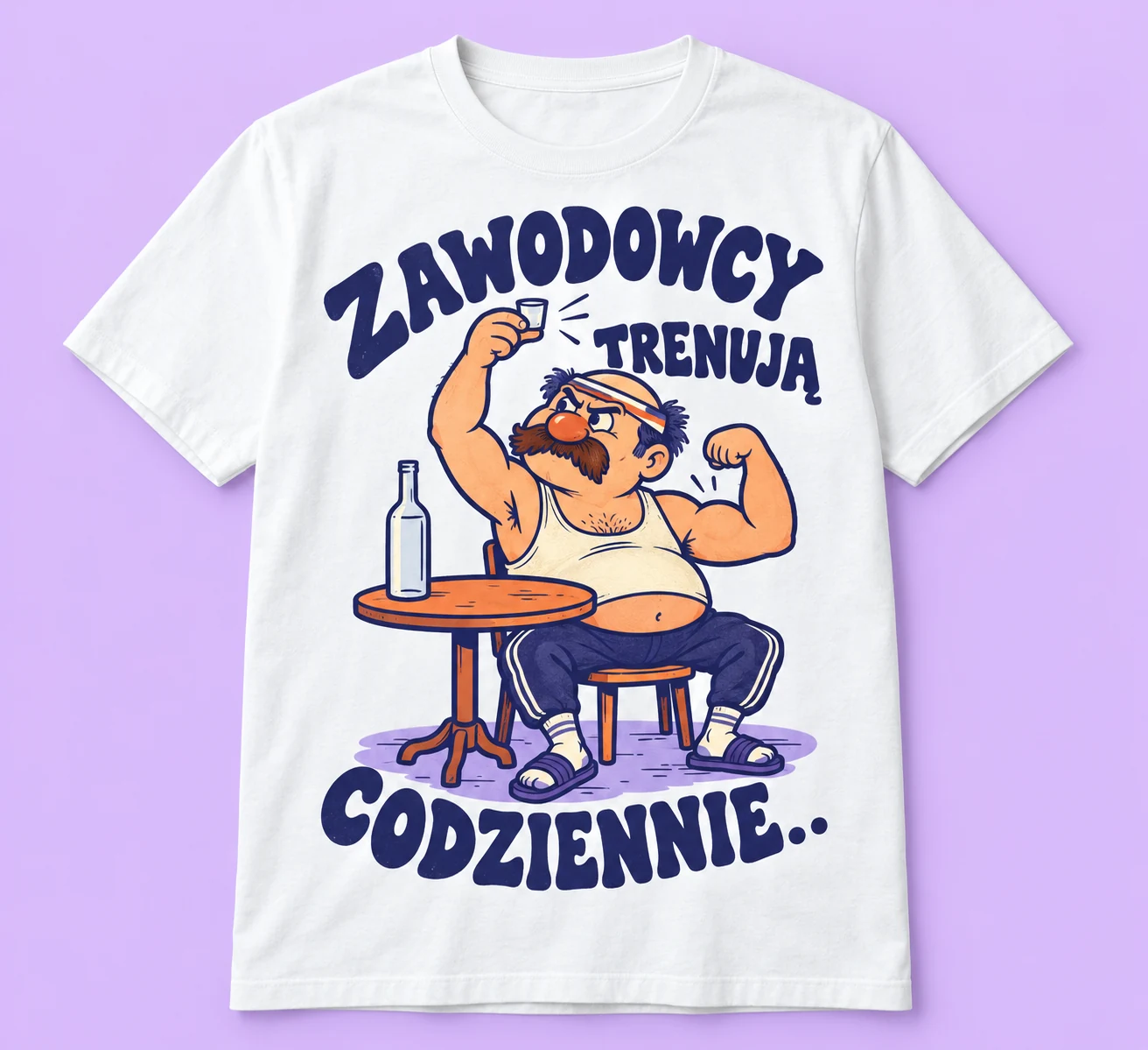 Biała koszulka z nadrukiem Zawodowcy trenują codziennie